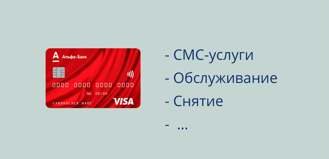 В плату за кредитную карту входит СМС-услуги, процент по кредиту, стоимость обслуживания, комиссия за снятие наличных