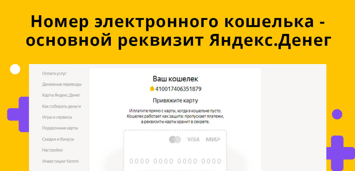 Номер электронного кошелька - основной реквизит Яндекс.Денег