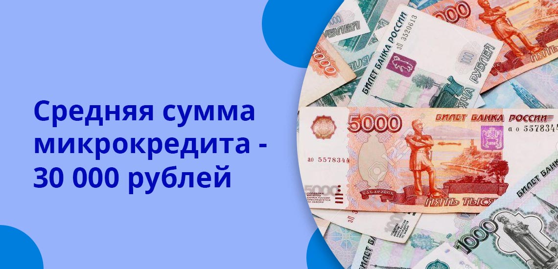 Средня сумма выдаваемого микрокредита - 30 000 рублей