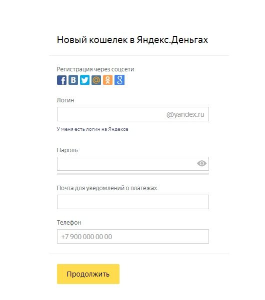 Открытие кошелька Яндекс Деньги