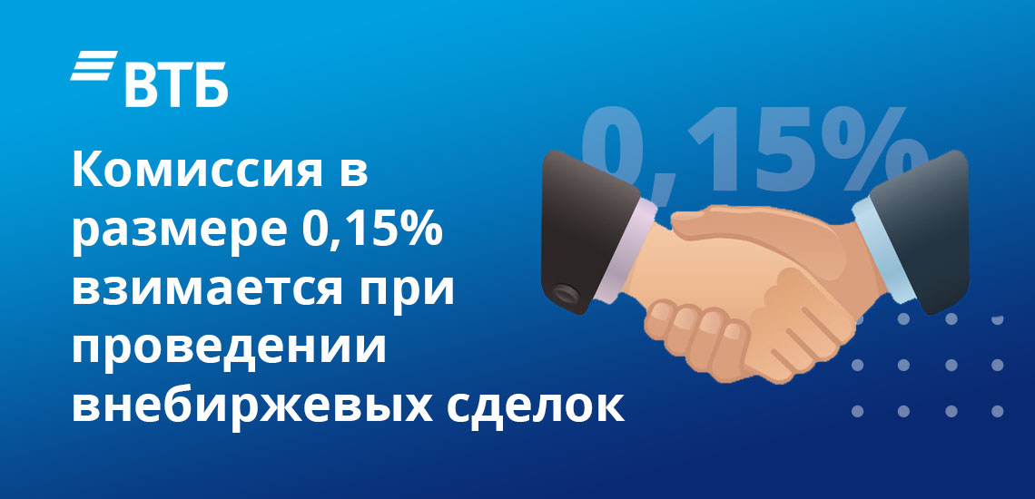 Комиссия в размере 0,15% взимается при проведении внебиржевых сделок