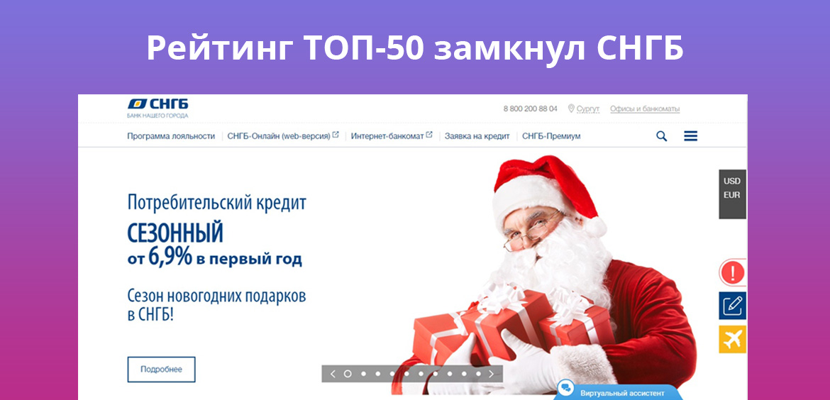 Рейтинг ТОП-50 замкнул Сургутнефтегазбанк