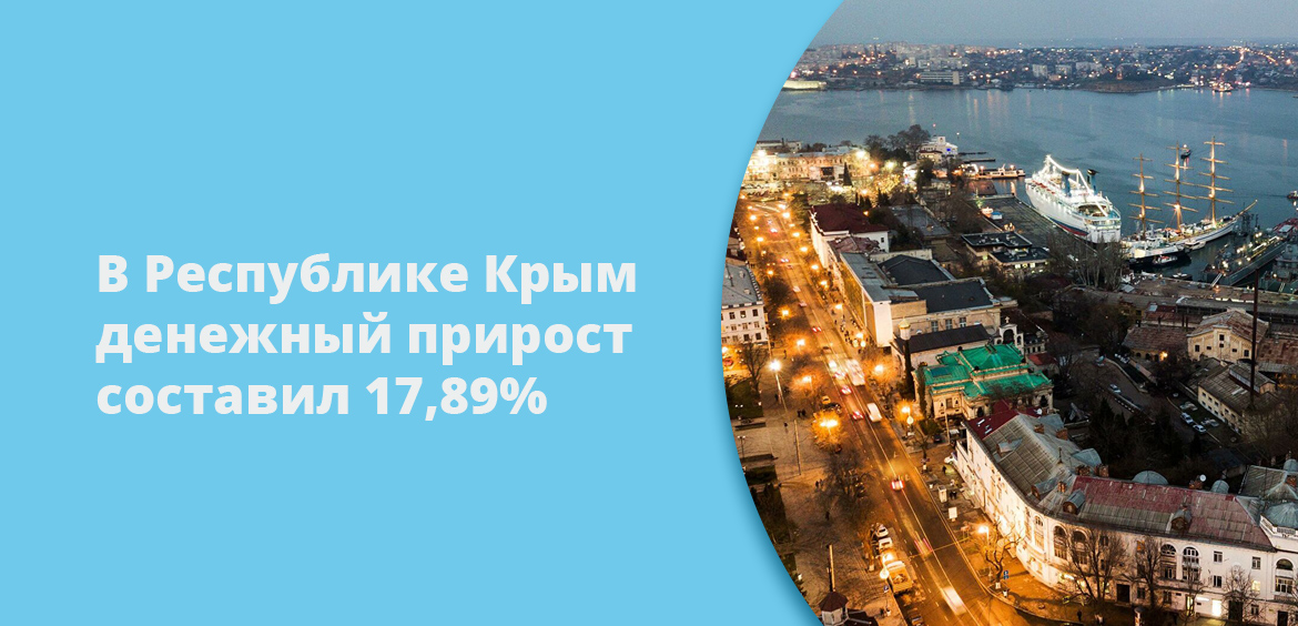 В Республике Крым денежный прирост составил 17, 89%