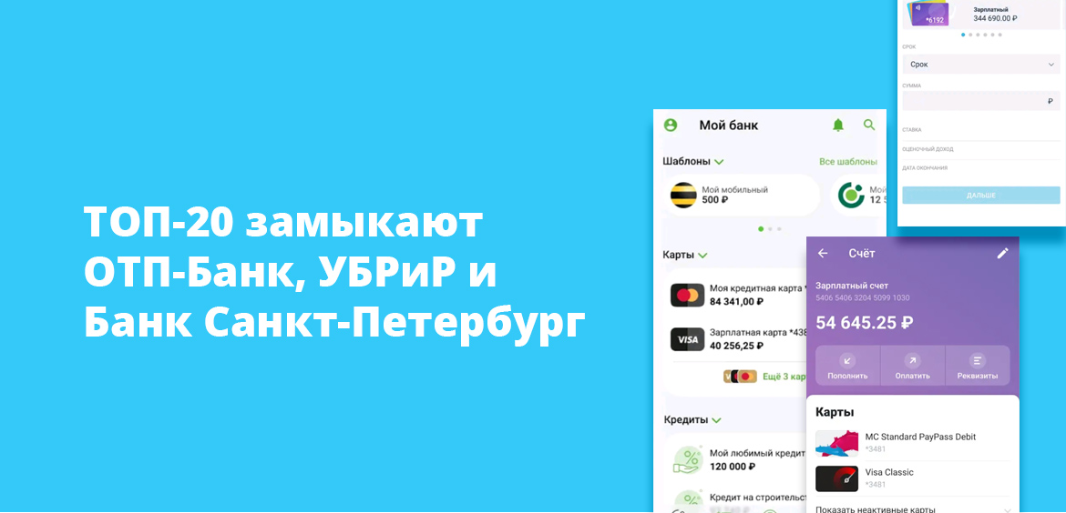 ТОП-20 замыкают ОТП-Банк, УБРиР и Банк Санкт-Петербург