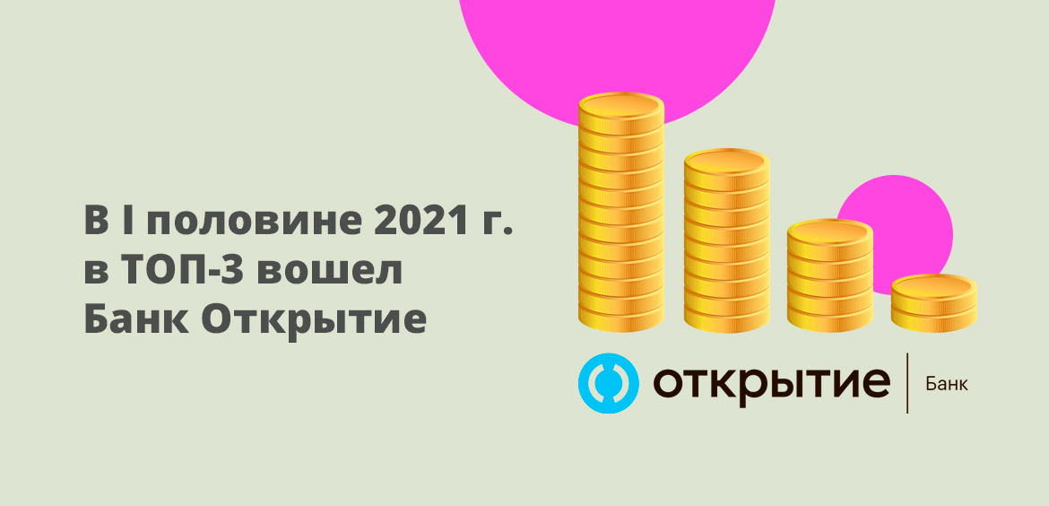 В первой половине 2021 года в ТОП-3 вошел Банк Открытие