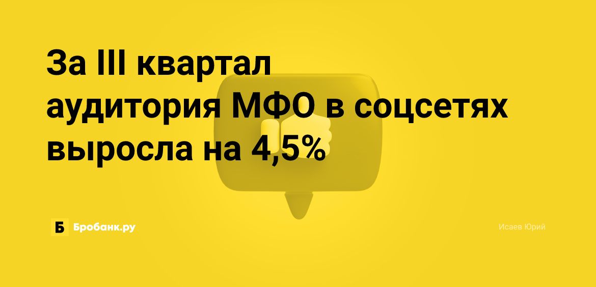 За III квартал аудитория МФО в соцсетях выросла на 4,5% | Микрозаймс.ру